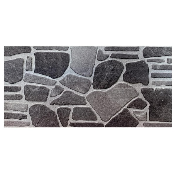 Dundee Deco 4/5 in. x 3-1/4 ft. x 1-3/5 ft. Black Grey Silver Multi-Colored Faux Stone Styrofoam 3D Decorative Wall Paneling 5-Pack