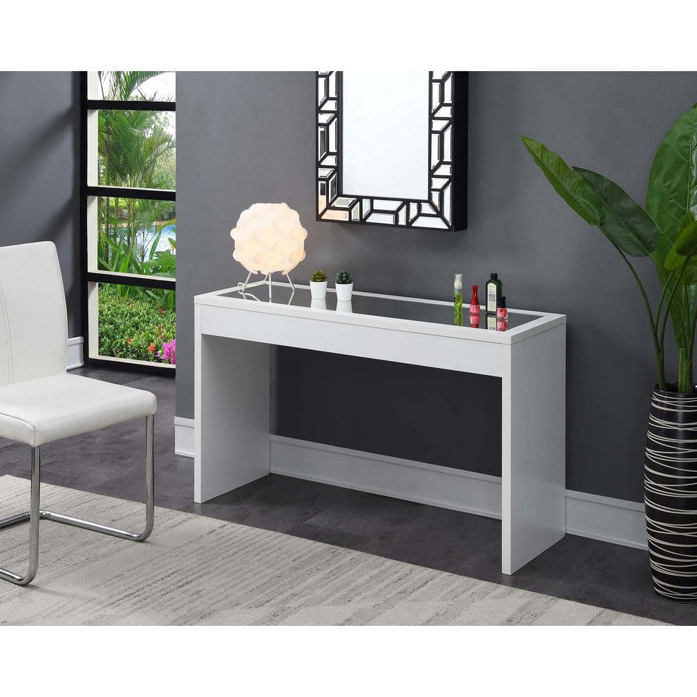 White Mirrored Wood and Metal Console Table
