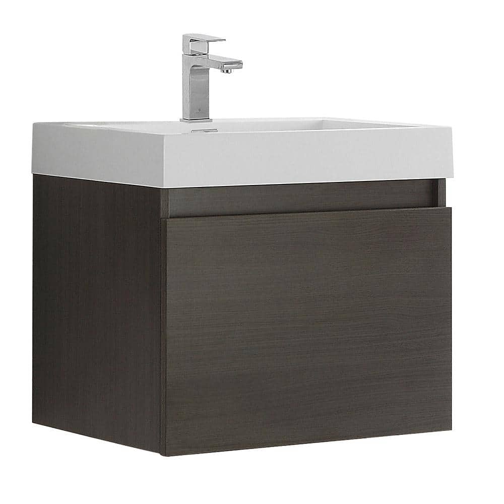 Fresca Nano 24 in. Bath Vanity in Gray Oak with Acrylic Vanity Top in ...