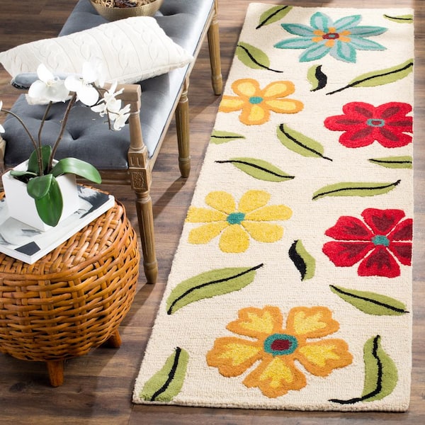 Blossom 2 ft. x 12 ft. Beige/Multi Floral Petals Runner Rug
