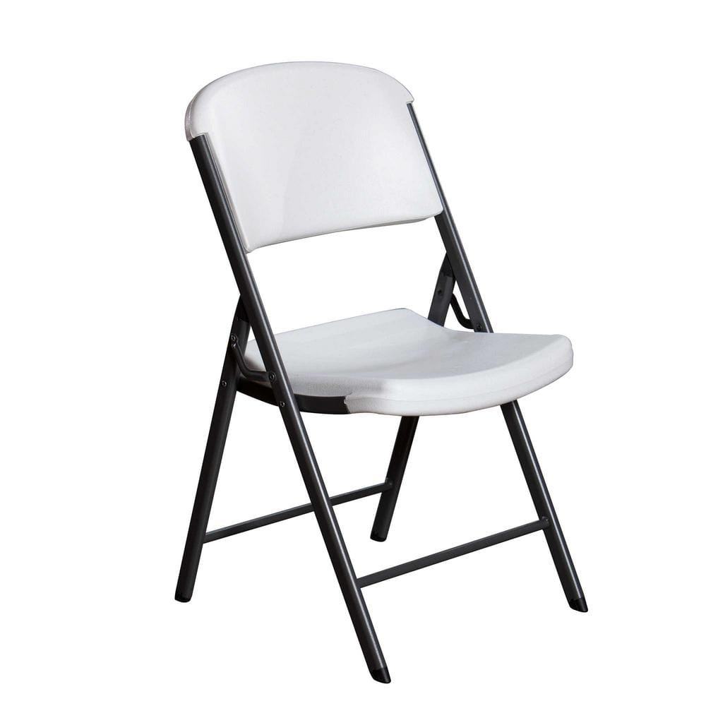 Lifetime White Plastic Seat Metal Frame Outdoor Safe Folding Chair 22804 The Home Depot