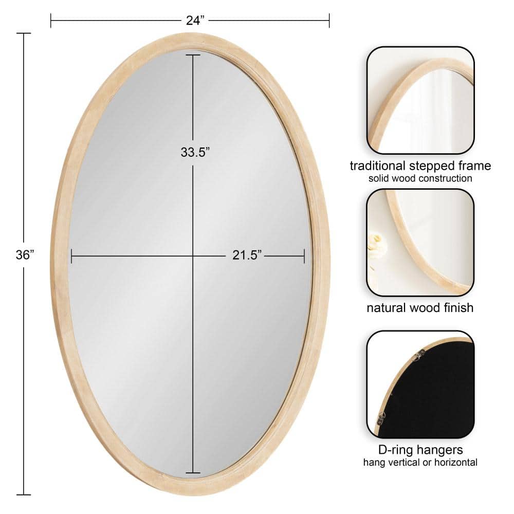 Hogan Natural Wood Oval Wall Mirror 24" x 36"