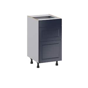 Devon Painted Blue Recessed Assembled 18 in. W x 34.5 in. H x 21 in. D Vanity 3 Drawers Base Kitchen Cabinet