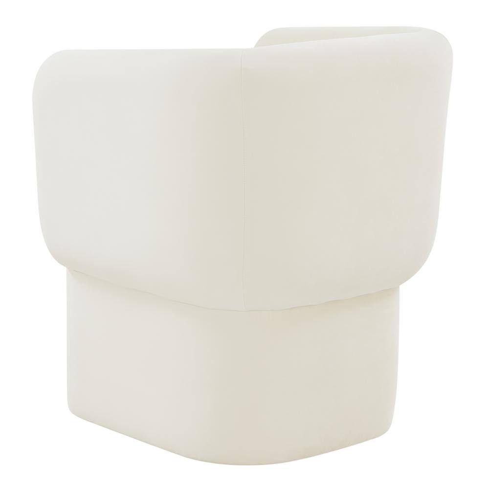 Cream Velvet Upholstered Barrel Back Dining Chair