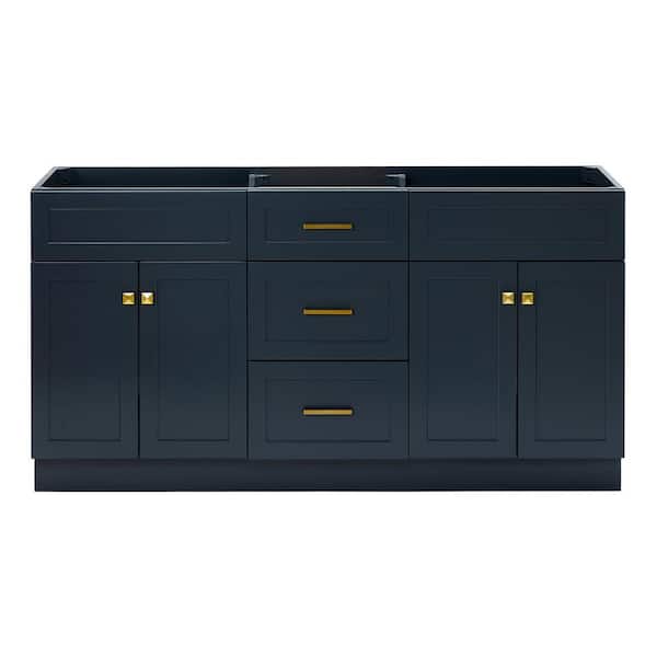 ARIEL Hamlet 66 in. W x 21.5 in. D x 34.5 in. H Double Bath Vanity Cabinet without Top in Midnight Blue