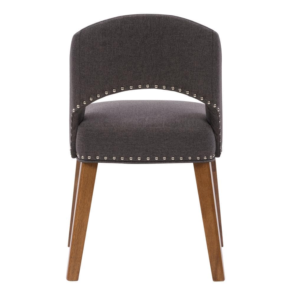 Tiffany Dark Gray Upholstered Side Chair with Wood Legs