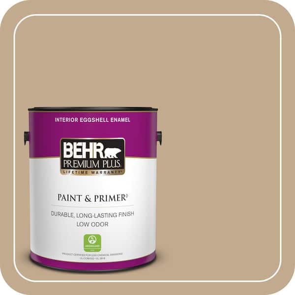 BEHR PREMIUM PLUS 1 gal. #BXC-07 Palomino Tan Eggshell Enamel Low Odor Interior Paint & Primer
