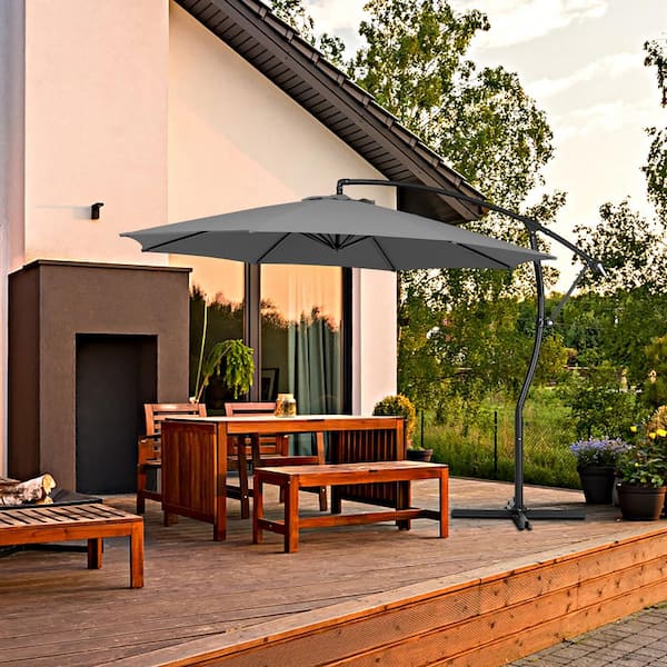 JEAREY Curvy 11 ft. Steel Large Cantilever Patio Umbrella with Sandbag ...