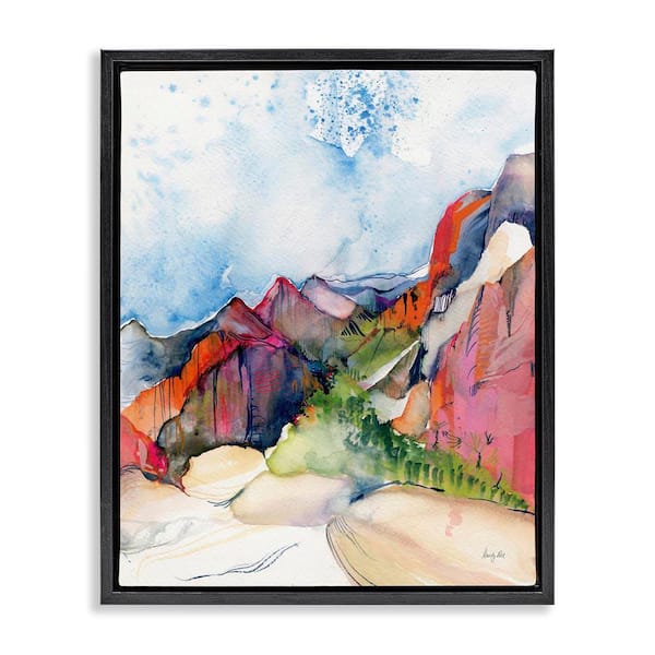 Stupell Industries Desert Days Abstraction by Kristy Rice Black Floater Frame Nature Graphic Art Print 21 in. x 17 in.