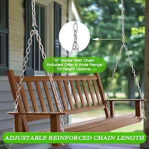 5 ft. Wood Patio Porch Swing Outdoor With Chains and Curved Bench, Brown