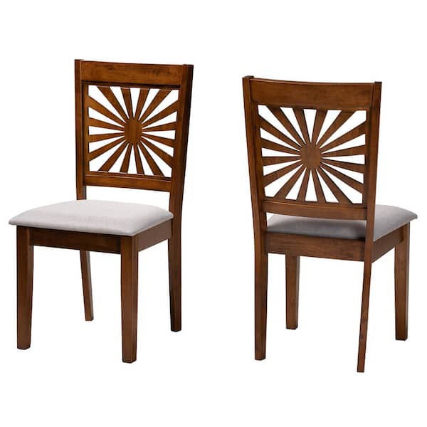 Baxton Studio Olympia Grey and Walnut Brown Dining Chair (Set of 2)