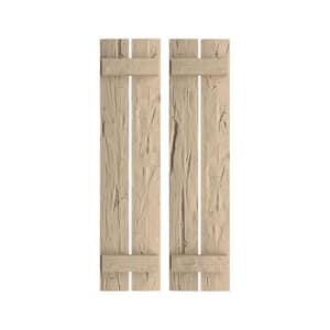 11.5 in. x 24 in. Timberthane Polyurethane 2-Board Spaced Board-n-Batten Hand Hewn Faux Wood Shutters Pair