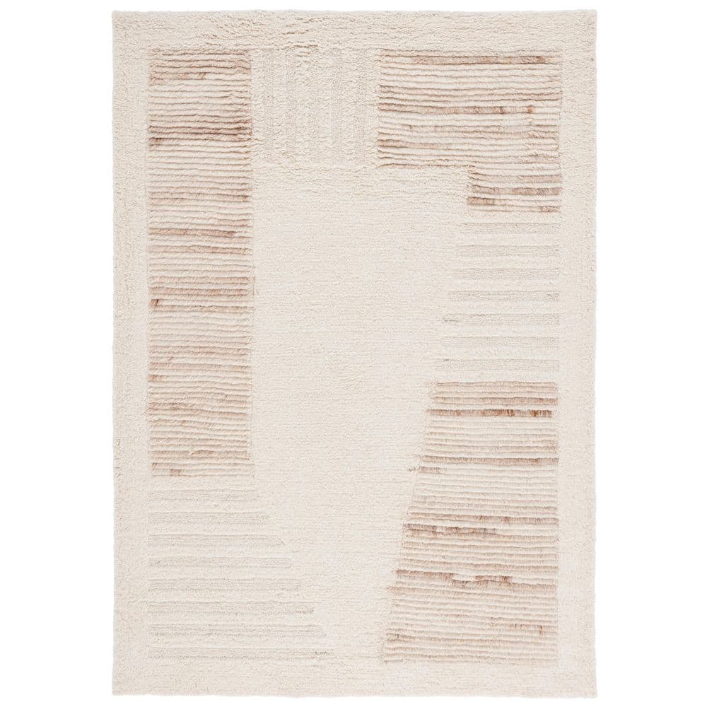 SAFAVIEH Vermont 5 ft. x 8 ft. Ivory/Beige Abstract Striped Area