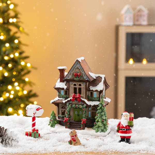 Glitzhome 7.5 in. H Christmas Lighted Resin Miniature House with