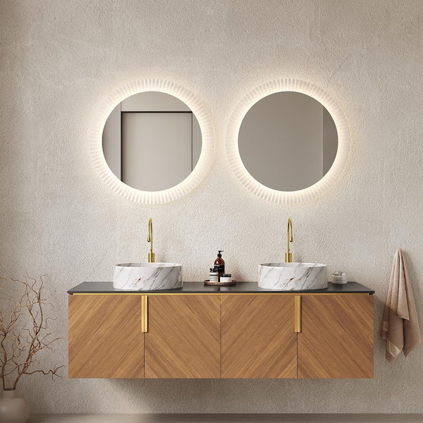 60 in. W x 20 in. D x 21 in. H Single Sink Wall-Mounted Bath Vanity in Espresso with Black Sintered Stone Top