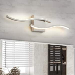 Jerico 23.5 in. 2-Light 3000K Integrated LED Brushed Nickel Modern Vanity Light with Spiral Design