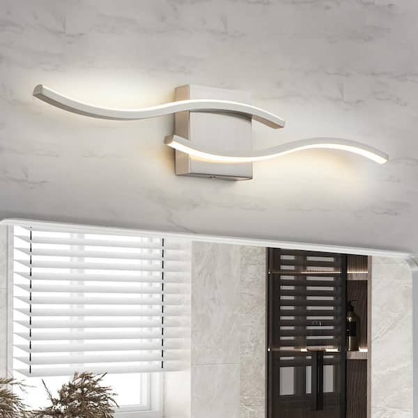 EDISLIVE Jerico 23.5 in. 2-Light 3000K Integrated LED Brushed Nickel Modern Vanity Light with Spiral Design