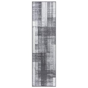 Contemporary Distressed Design Gray 2 ft. x 7 ft. Area Rug