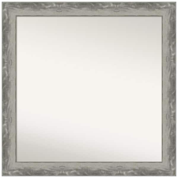 Amanti Art Waveline Silver Narrow 30.5 in. W x 30.5 in. H Non-Beveled Bathroom Wall Mirror in Silver