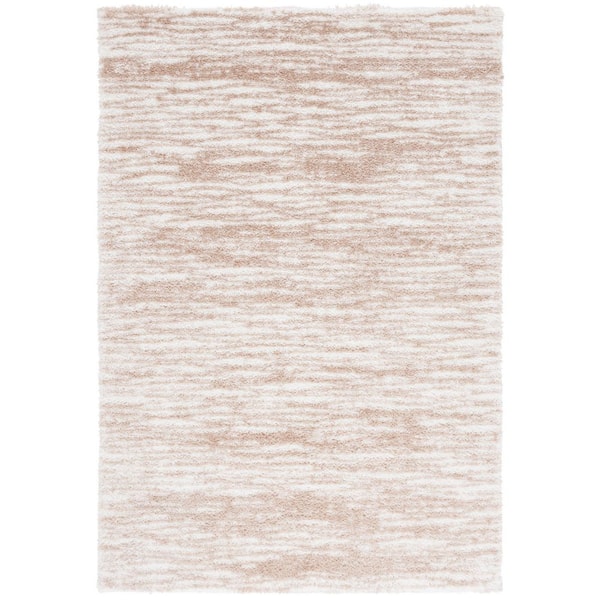 SAFAVIEH Tahoe Shag 8 ft. x 10 ft. Ivory/Gold Distressed Area Rug