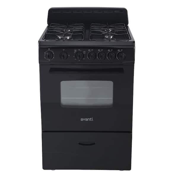 24 in. 2.6 cu. ft. 4 Burner, Gas Range in Black