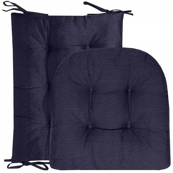 Unbranded Tufted Pads Navy Blue Rocking Chair Cushion Chair Pad (Set of 2)