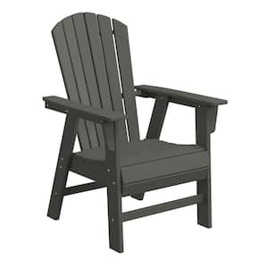 Altura Outdoor Patio Fade Resistant HDPE Plastic Adirondack Style Dining Chair with Arms in Gray