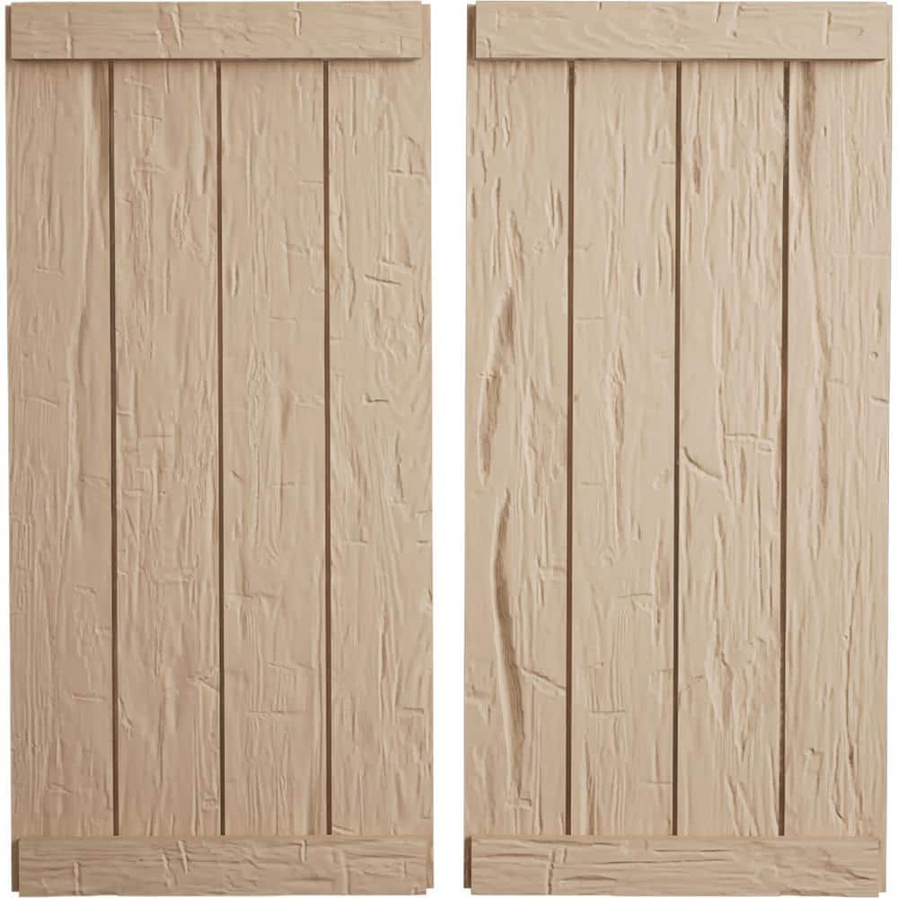 22 in. x 26 in. Timberthane Polyurethane 4-Board Joined Board-n-Batten Hand Hewn Faux Wood Shutters, End Batten Pair price history on PriceWatchPro
