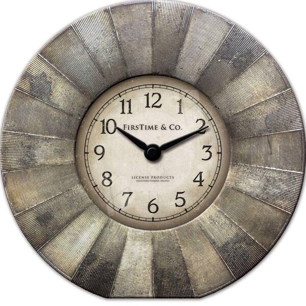 FirsTime 7 in. Round Luster Tabletop Wall Clock