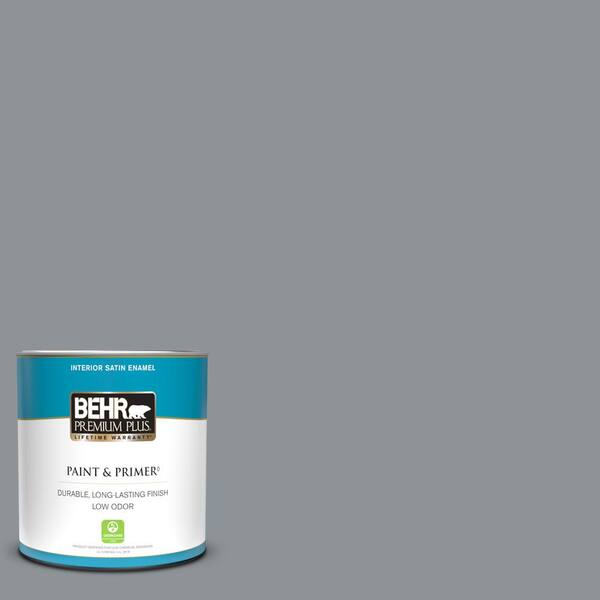 Behr Premium Plus 1 Qt Ppu18 04 Dark Pewter Satin Enamel Low Odor Interior Paint Primer 740004 - Pewter Paint Color Home Depot