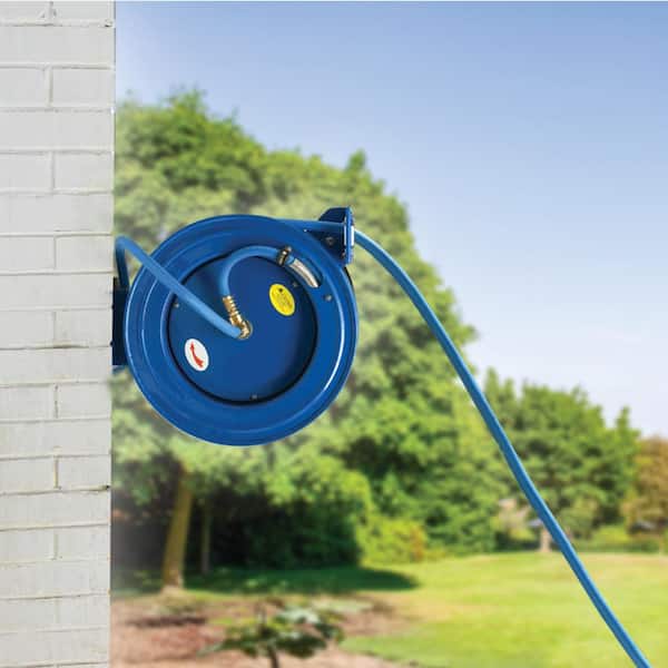 5/8 in. x 50 ft. Heavy-Duty Retractable Water Hose Reel, 6 ft. Lead-in,  Spray Nozzle BSWR5850 - The Home Depot
