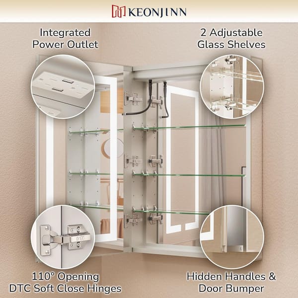 KeonJinn 40 in. W x 32 in. H Rectangular Aluminum Surface Mount