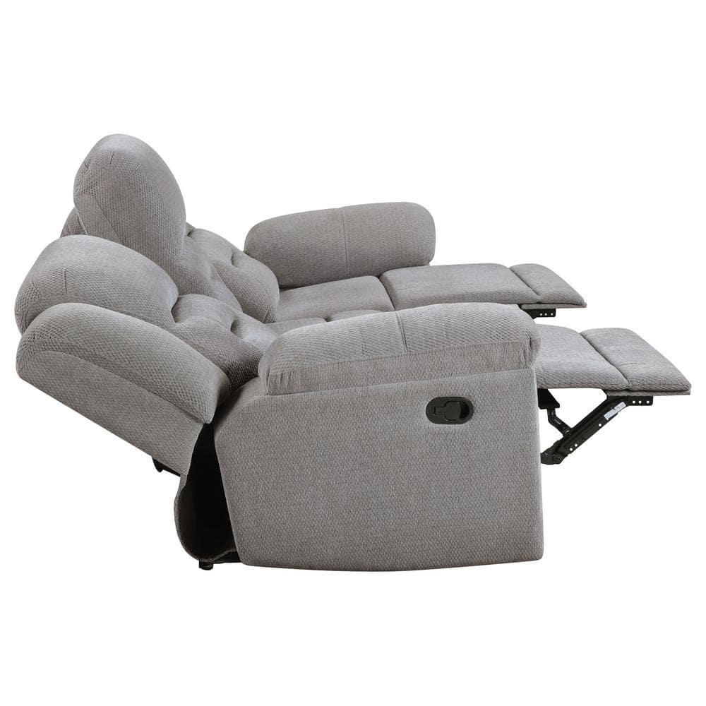Gilson Gray Chenille Fabric Manual Reclining Sofa with Pillow-Top Arms