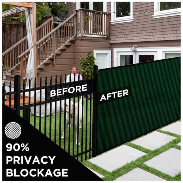 BOEN - 6 ft. x 20 ft. Green Privacy Fence Screen Netting Mesh with Reinforced Grommet for Chain link Garden Fence