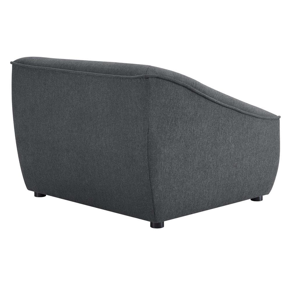Charcoal 5-Piece Modern Fabric Living Room Set with Rubberwood Legs