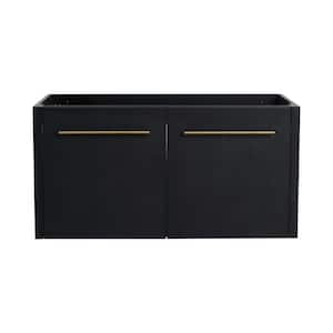 35.06 in. W x 17.94 in. D x 17.69 in. H Floating Bath Vanity Cabinet without Top with 2 Soft-Close Doors in Black