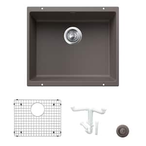 Precis 20.87 in. Undermount Single Bowl Volcano Gray Granite Composite Kitchen Sink Kit with Accessories