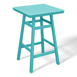 Laguna 30 in. Square HDPE Plastic All Weather Outdoor Patio Bar Height High Top Pub Table in Turquoise