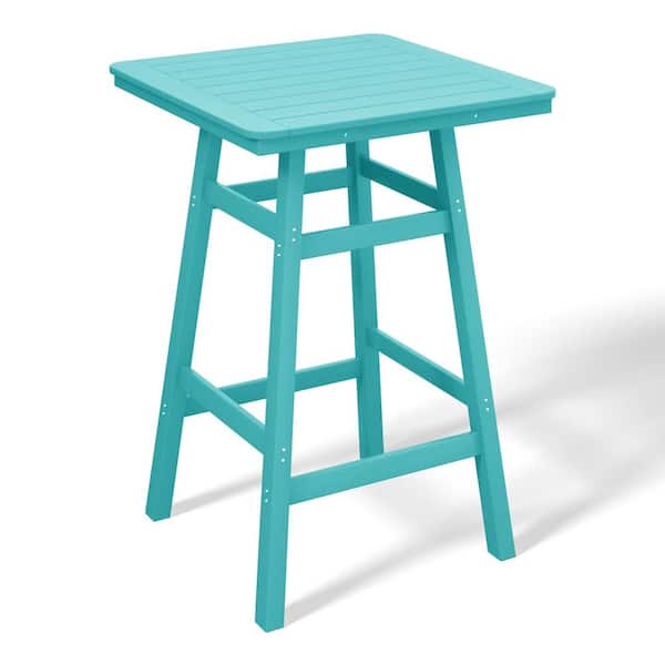 WESTIN OUTDOOR Laguna 30 in. Square HDPE Plastic All Weather Outdoor Patio Bar Height High Top Pub Table in Turquoise