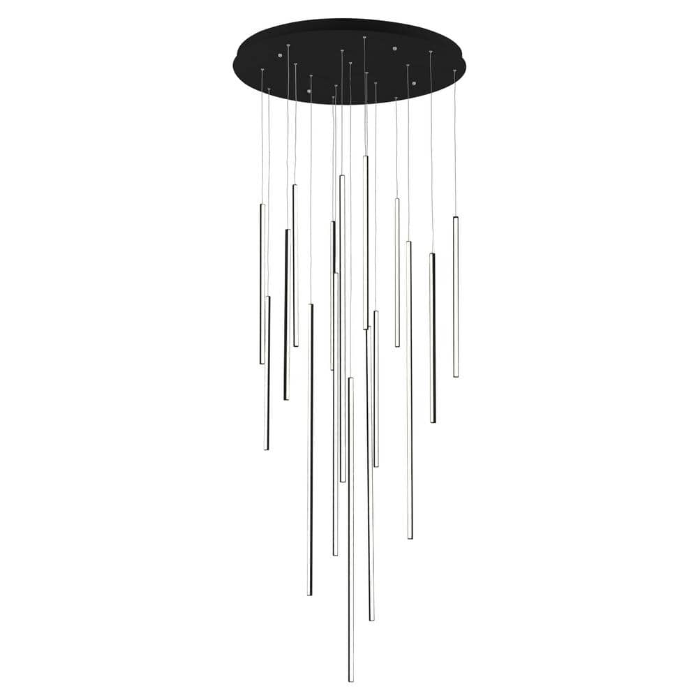 Black Aluminum 16-Light LED Cluster Pendant
