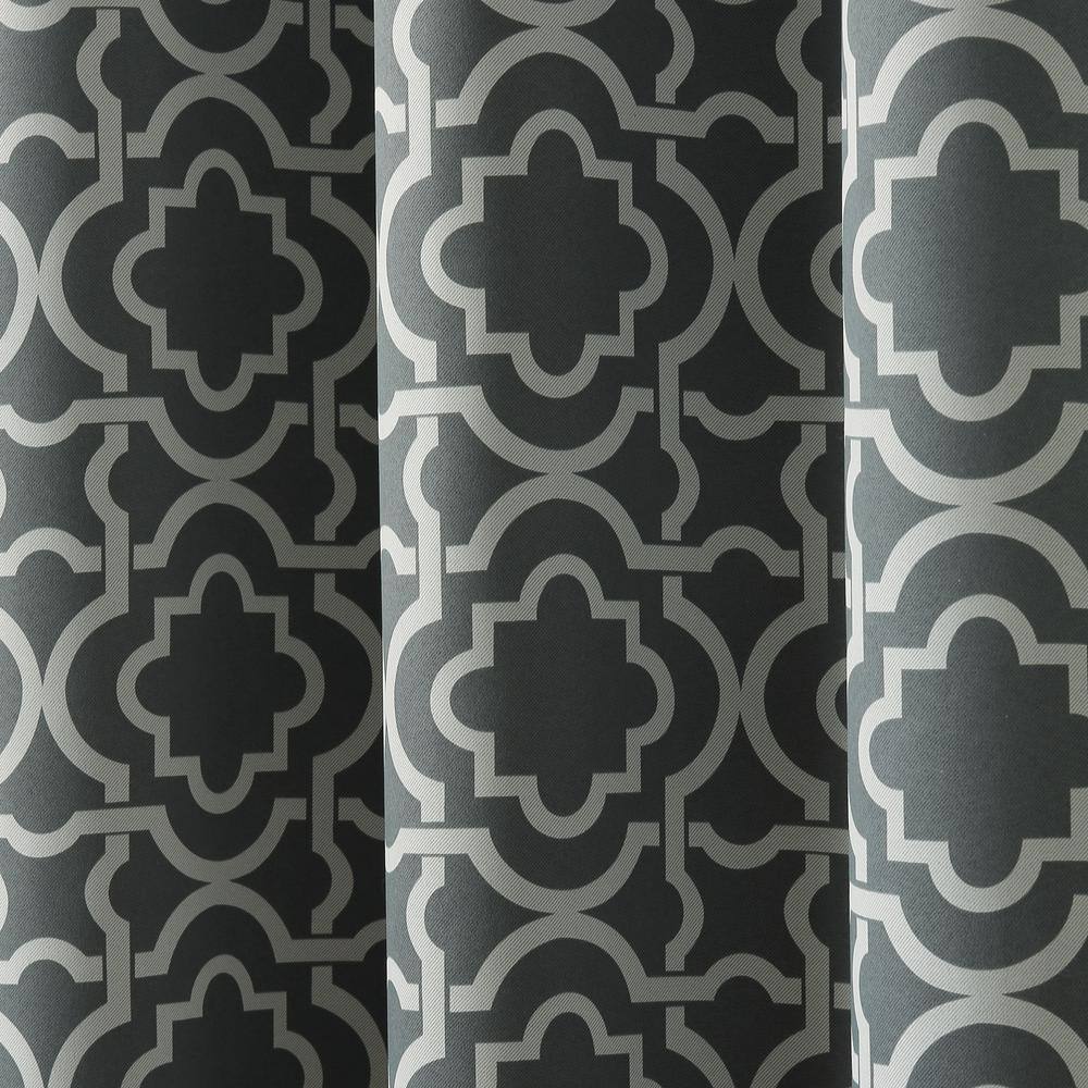 Gray Trellis Blackout Grommet Curtain Panel, 40" x 84"