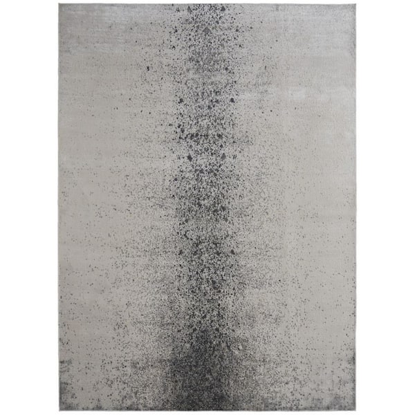 HomeRoots Gray and Ivory 12 ft. x 15 ft. Abstract Area Rug
