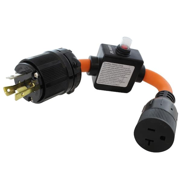 コバタツeFUEL 30A & HI-TECx1 PRO 充電器 AC WORKS 30A RV TT-30P Plug to 15/20A T-Blade Home Outlet with 20A