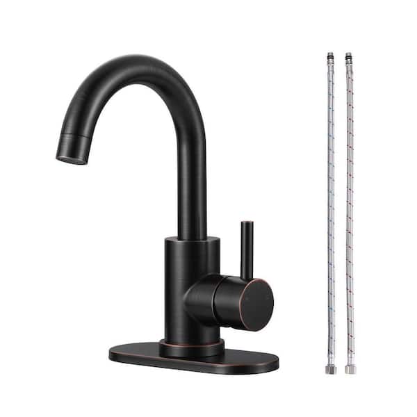 Single-Handle Kitchen Bar Faucet with Deck Plate in Oil Rubbed Bronze