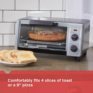 1150 W 4-Slice Black Stainless Steel Toaster Oven with Temperature Control