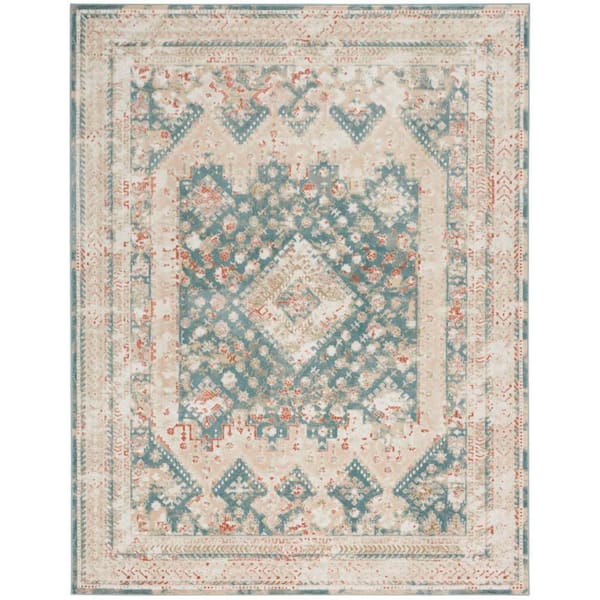 Nourison Thalia Green/Ivory 8 ft. x 10 ft. Geometric Modern Transitional Area Rug