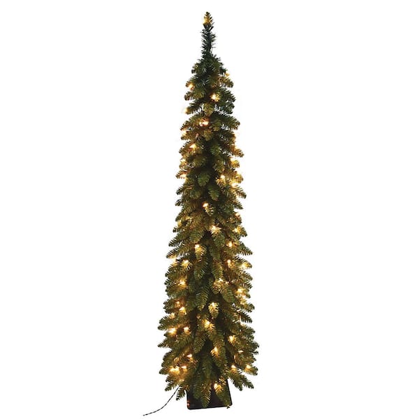 Santa's Workshop 7 ft. Pre-Lit Pencil Slim Artificial Christmas Tree with 200 UL Lights