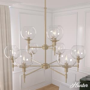 Xidane 9-Light Alturas Gold Shaded Chandelier with Clear Glass Shades