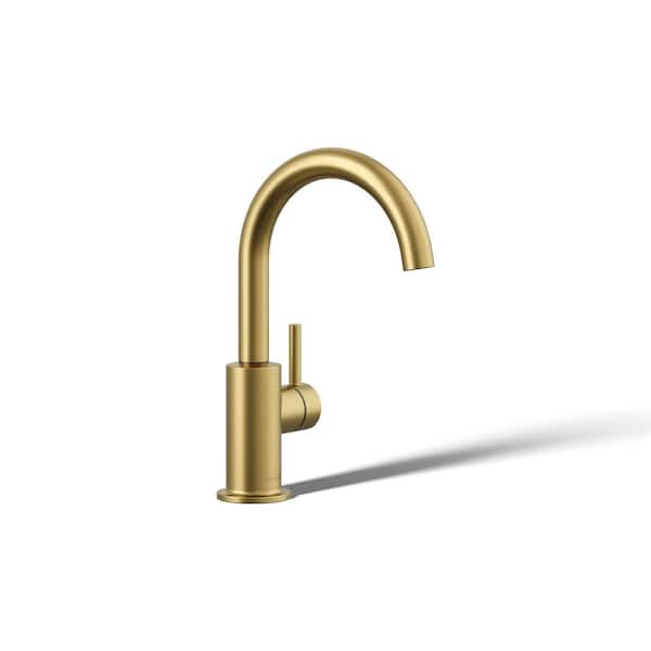 Contemporary Single-Handle Beverage Faucet in Vibrant Brushed Moderne Brass
