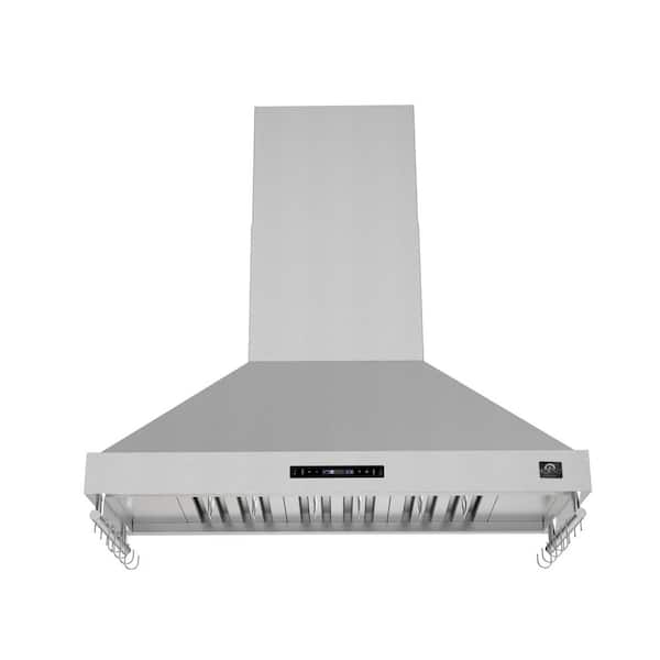 Venezia 48 Inch Wall-Mounted Range Hood in Stainless Steel with Touch Controls and Baffle Filters